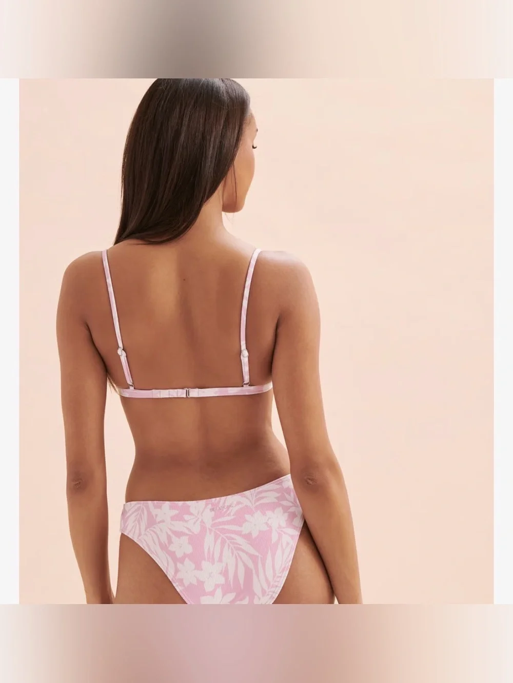 Billabong Sweet Waves Pink and White Floral Ribbed Bikini Set
